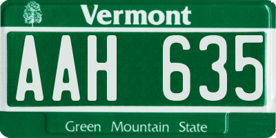 VT license plate AAH635