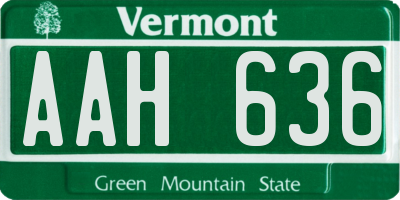 VT license plate AAH636