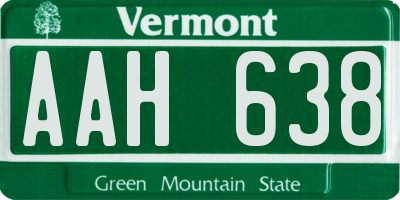 VT license plate AAH638