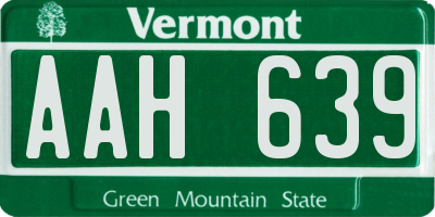 VT license plate AAH639