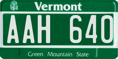 VT license plate AAH640