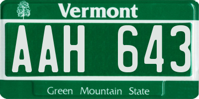 VT license plate AAH643