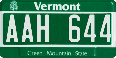 VT license plate AAH644