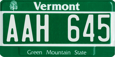 VT license plate AAH645