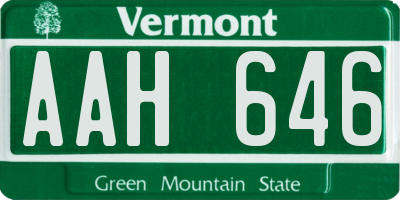 VT license plate AAH646