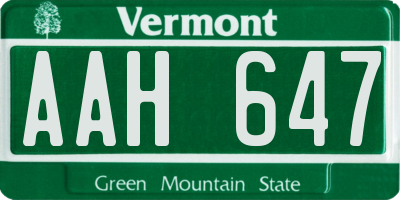 VT license plate AAH647
