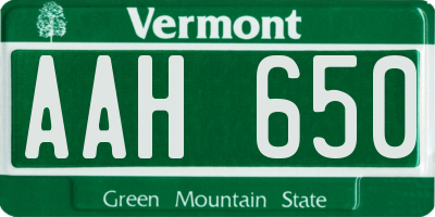 VT license plate AAH650