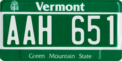 VT license plate AAH651