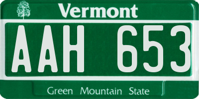 VT license plate AAH653