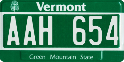 VT license plate AAH654