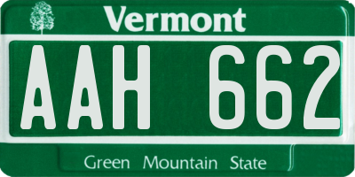 VT license plate AAH662