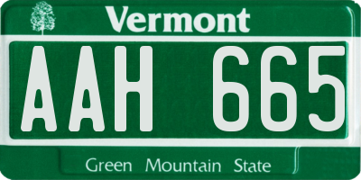 VT license plate AAH665