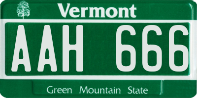 VT license plate AAH666