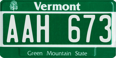 VT license plate AAH673