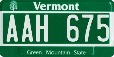 VT license plate AAH675