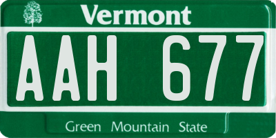 VT license plate AAH677