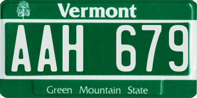 VT license plate AAH679