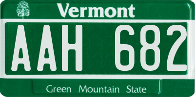 VT license plate AAH682