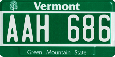 VT license plate AAH686