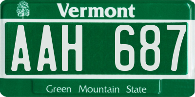 VT license plate AAH687