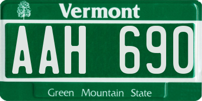 VT license plate AAH690