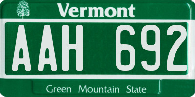 VT license plate AAH692