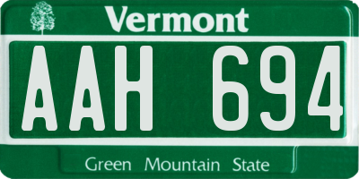 VT license plate AAH694