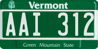 VT license plate AAI312