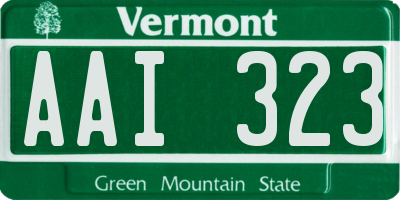 VT license plate AAI323