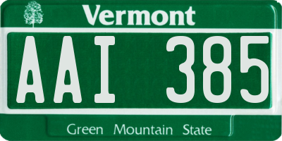 VT license plate AAI385