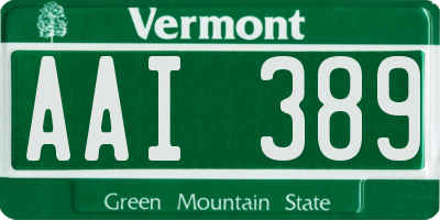 VT license plate AAI389