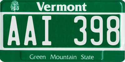 VT license plate AAI398