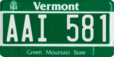 VT license plate AAI581