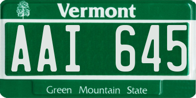 VT license plate AAI645