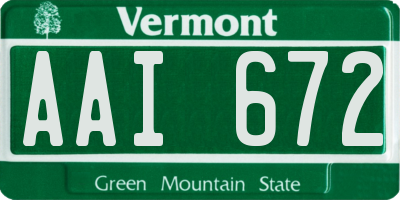 VT license plate AAI672