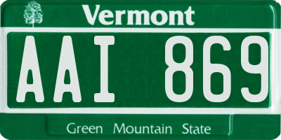 VT license plate AAI869