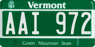 VT license plate AAI972