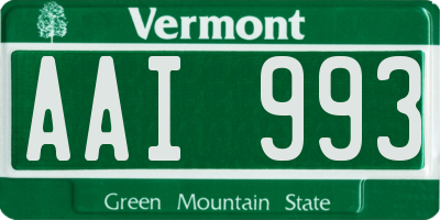 VT license plate AAI993