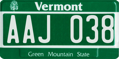 VT license plate AAJ038