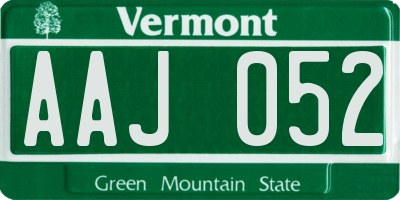 VT license plate AAJ052