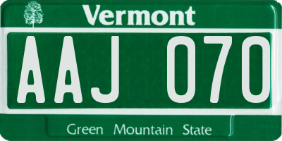 VT license plate AAJ070