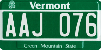 VT license plate AAJ076