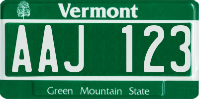 VT license plate AAJ123