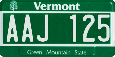 VT license plate AAJ125