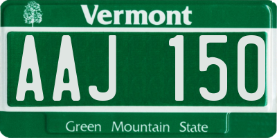 VT license plate AAJ150