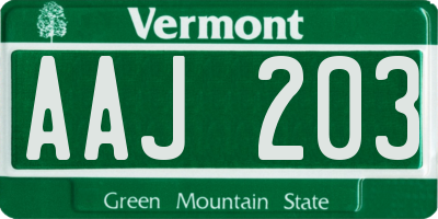 VT license plate AAJ203