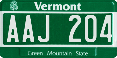 VT license plate AAJ204