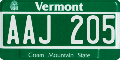 VT license plate AAJ205