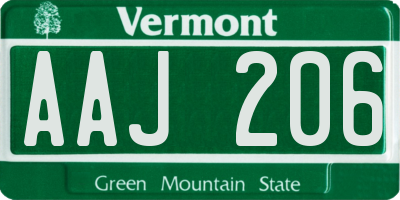 VT license plate AAJ206