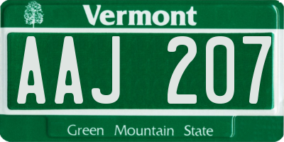 VT license plate AAJ207